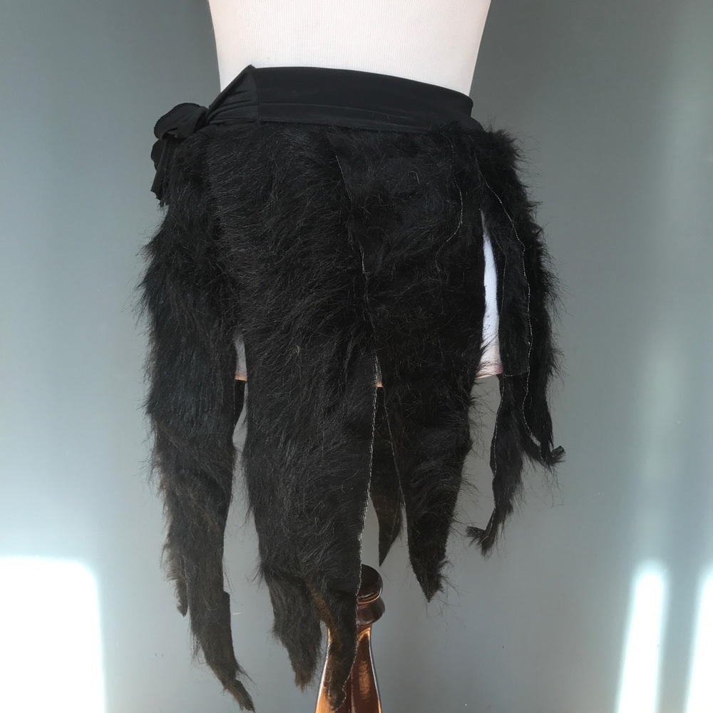 Fur Mini Skirt Black One Size Small Large Fursuit Halloween Cat Costume Cosplay