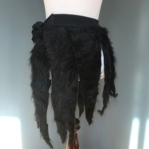 Fur Mini Skirt Black One Size Small Large Fursuit Halloween Cat Costume Cosplay