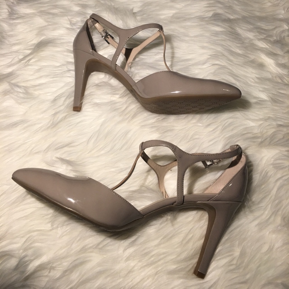 Franco Sarto Ivana Taupe Mary Jane T-Strap Heels - Picture 2 of 2