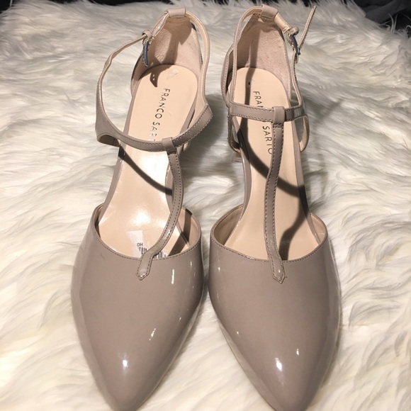 Franco Sarto Shoes - Franco Sarto Ivana Taupe Mary Jane T-Strap Heels