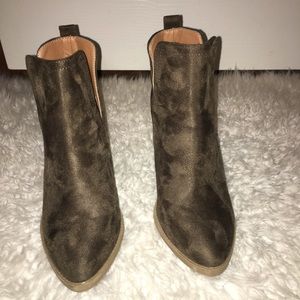 Dark green booties.