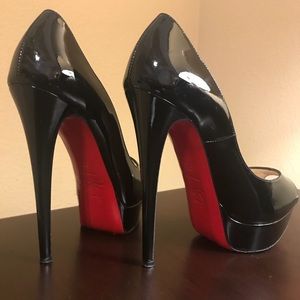Authentic black patent Christian Loubitoun Heels