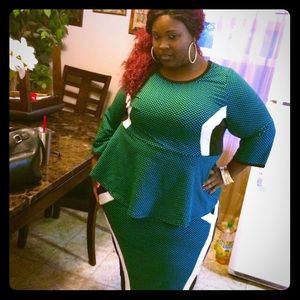 Plus Size Peplum  Shirt and Skirt