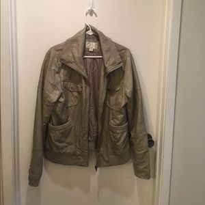 Tan faux leather jacket | XXL
