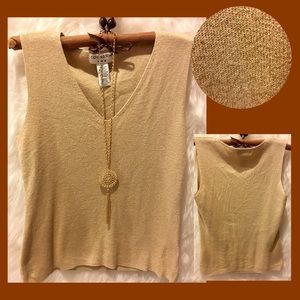 Covington Women’s Golden Blouse with necklaces