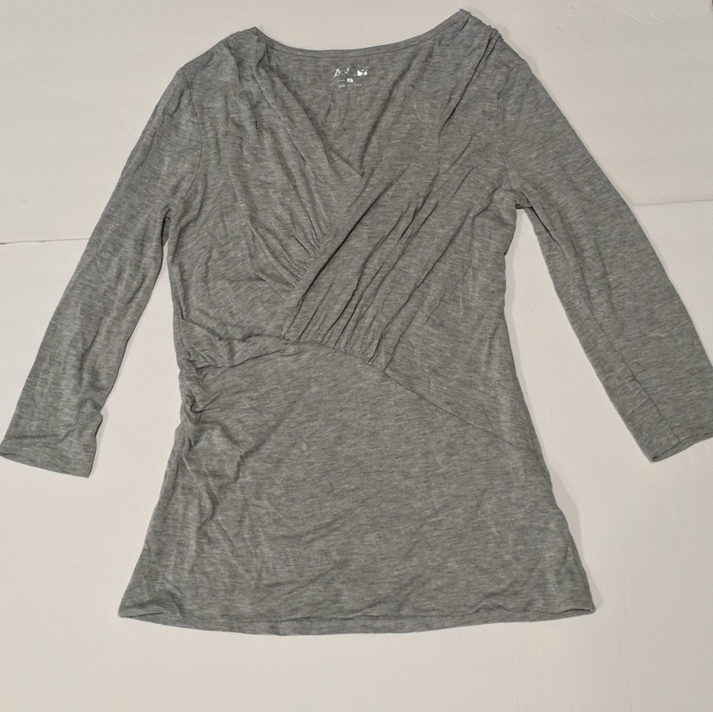 Apt 9 Gray 3/4 Long Sleeve V Neck Tunic Top Shirt
