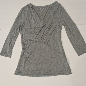 Apt 9 Gray 3/4 Long Sleeve V Neck Tunic Top Shirt