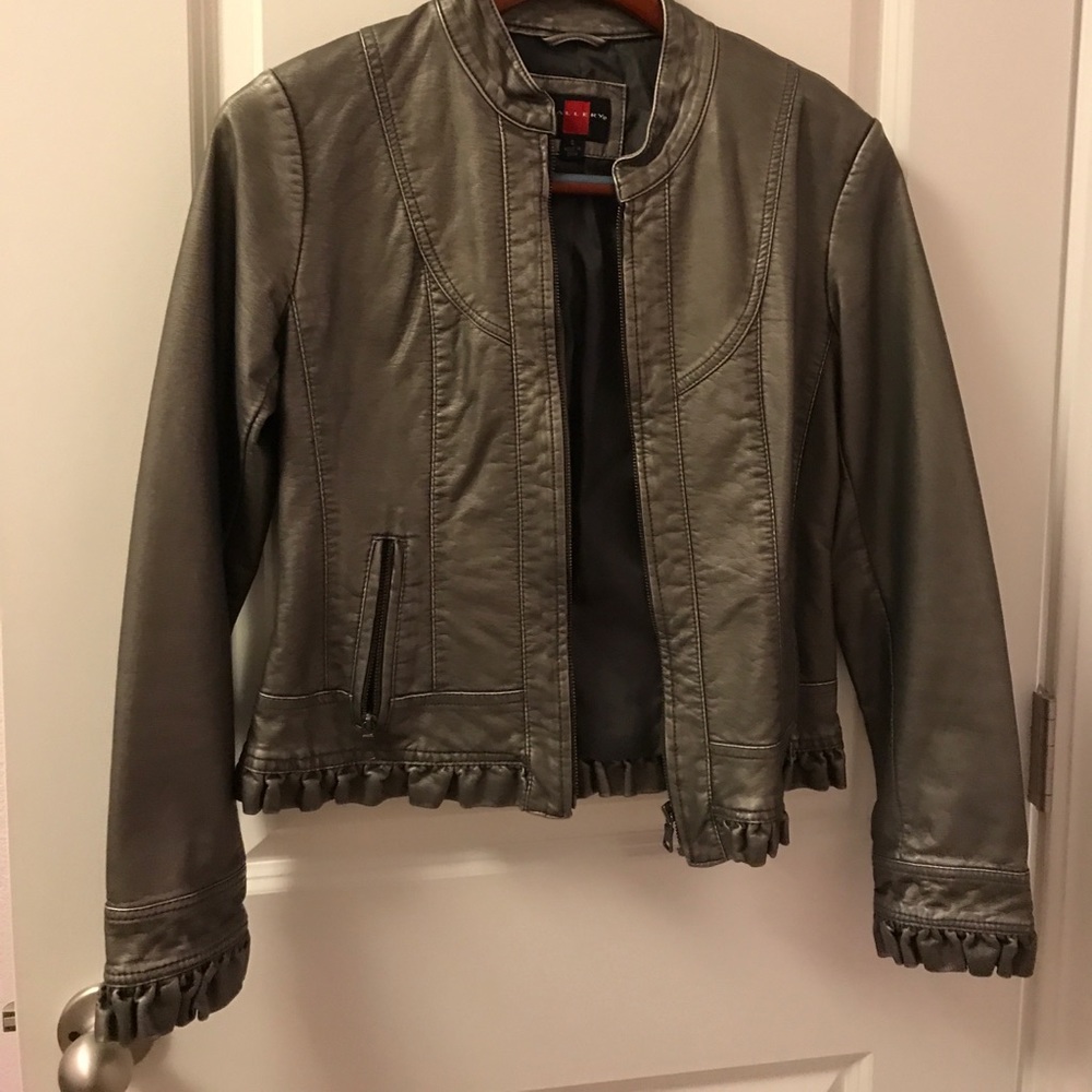 Metallic grey Leather jacket