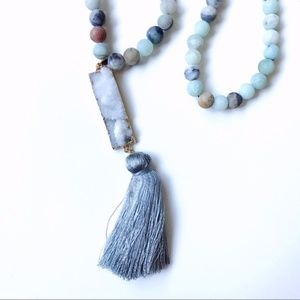 Here!🌙Amazonite Druzy Tassel Necklace