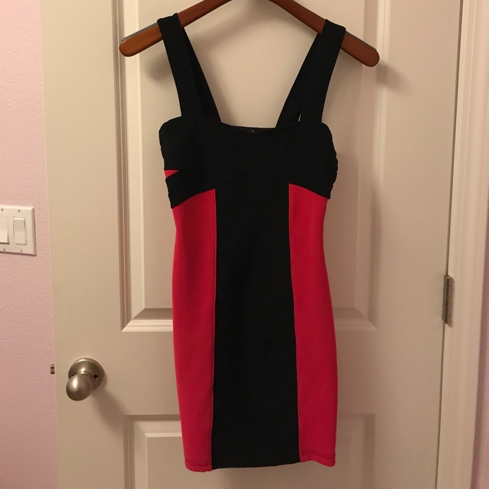 Pink and black cocktail dress