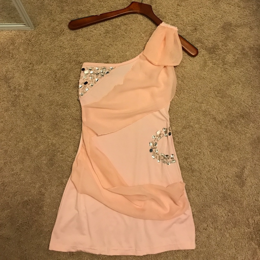 Baby pinkone shoulder cocktail dress SOLD