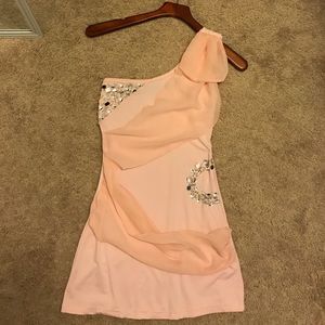 Baby pinkone shoulder cocktail dress SOLD