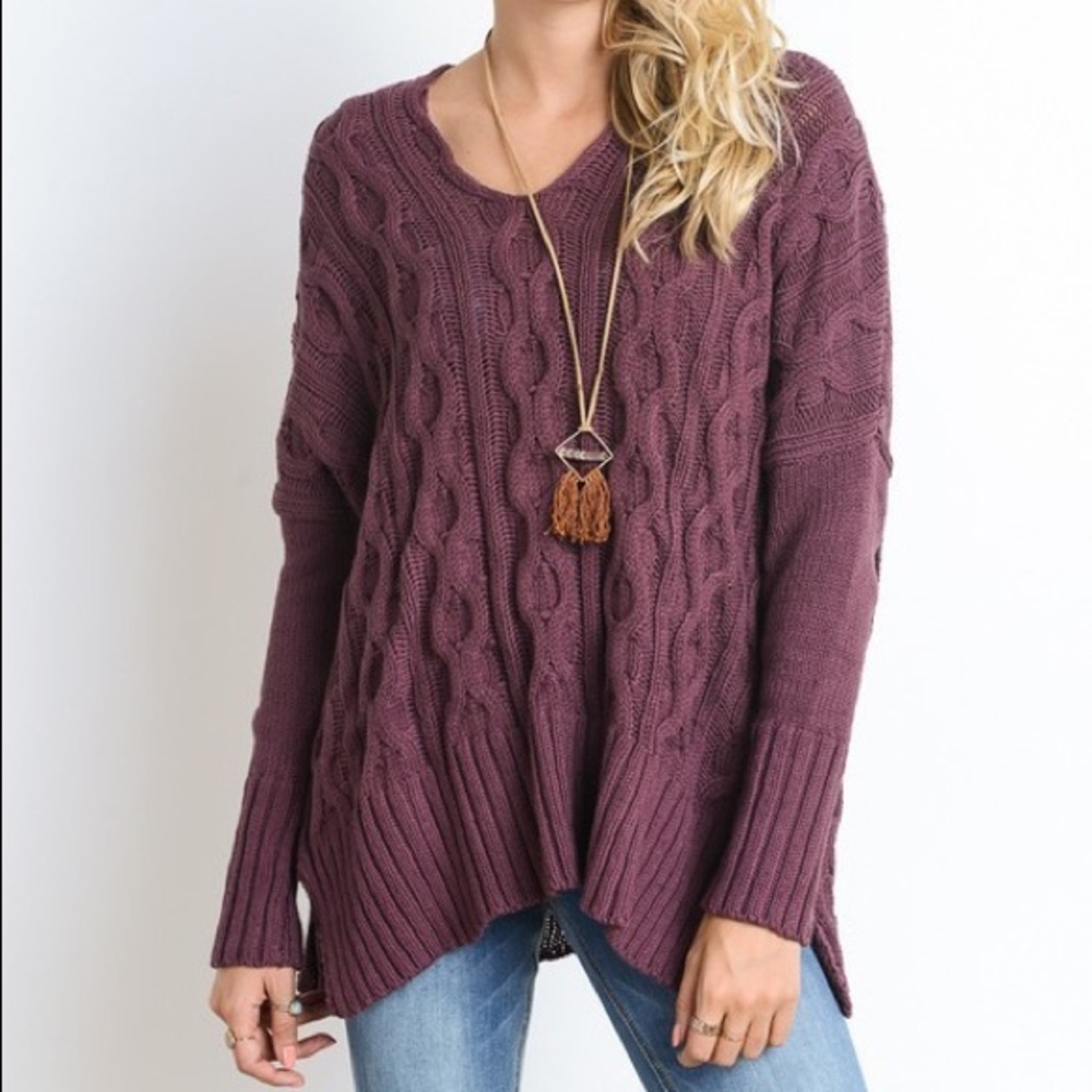 Cream Dolman Cable Oversized Knit Sweater - Picture 4 of 8