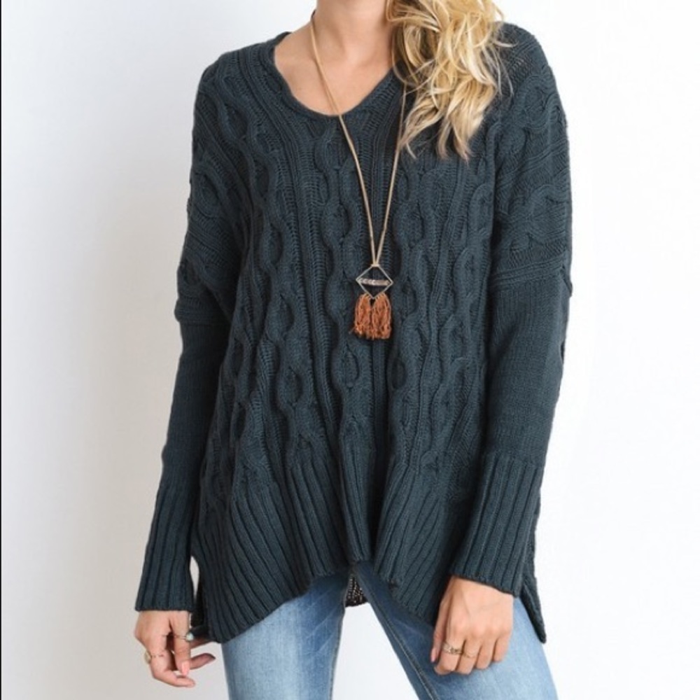 Cream Dolman Cable Oversized Knit Sweater - Picture 5 of 8