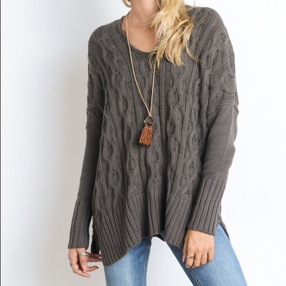 Cream Dolman Cable Oversized Knit Sweater - Picture 7 of 8