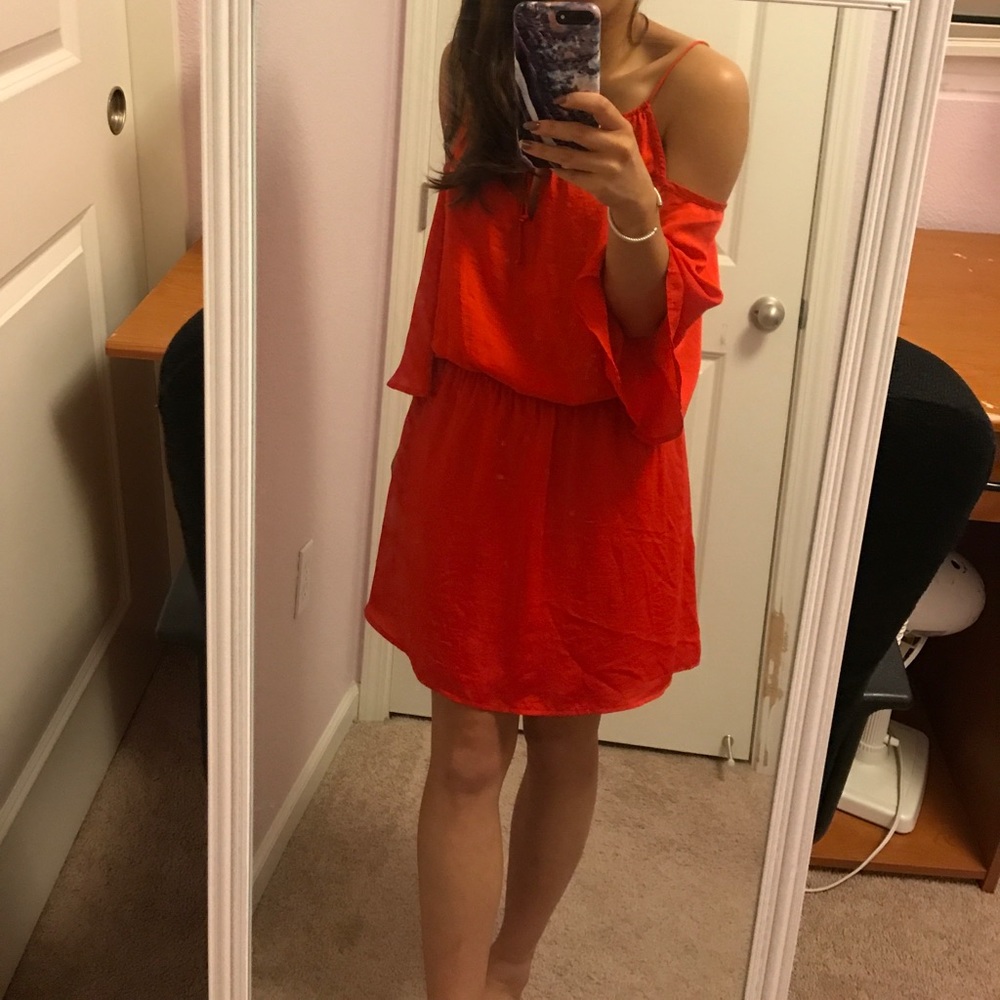 Red colder silky red dress