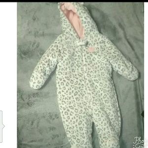 Baby Girl 0-9 Mos. Warm Fleece Hooded Zip Snowsuit