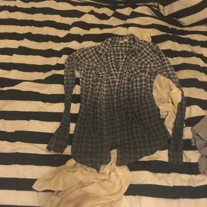 Grey Faded Plaid Button-Down