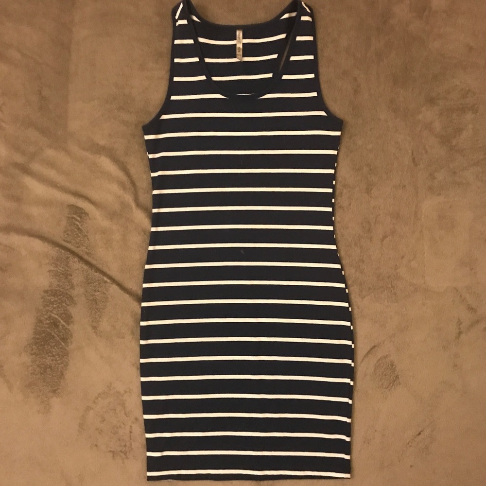 Blue striped bodycon dress size small
