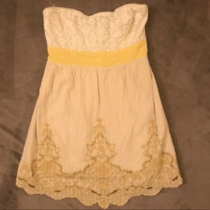 Yellow strapless dress size medium