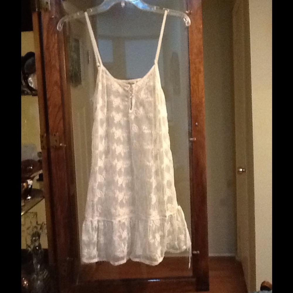 Off white lace mesh spaghetti strap top