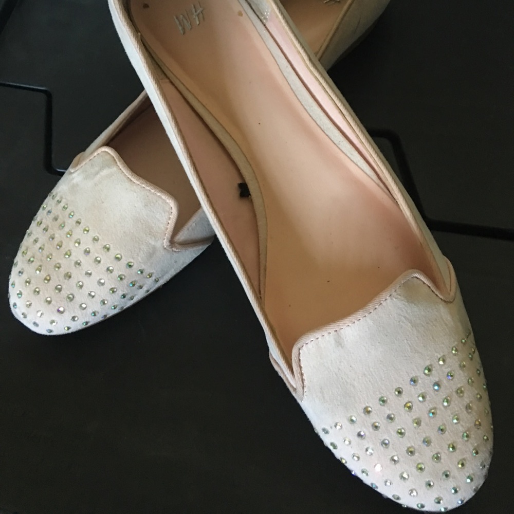 Soft pink faux suede crystal flats side 10