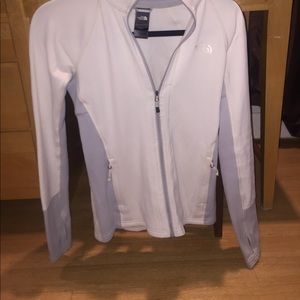 The north face white zip up jacket