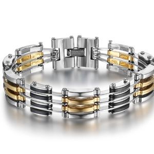 Stainless steel bracelet with matching ring.