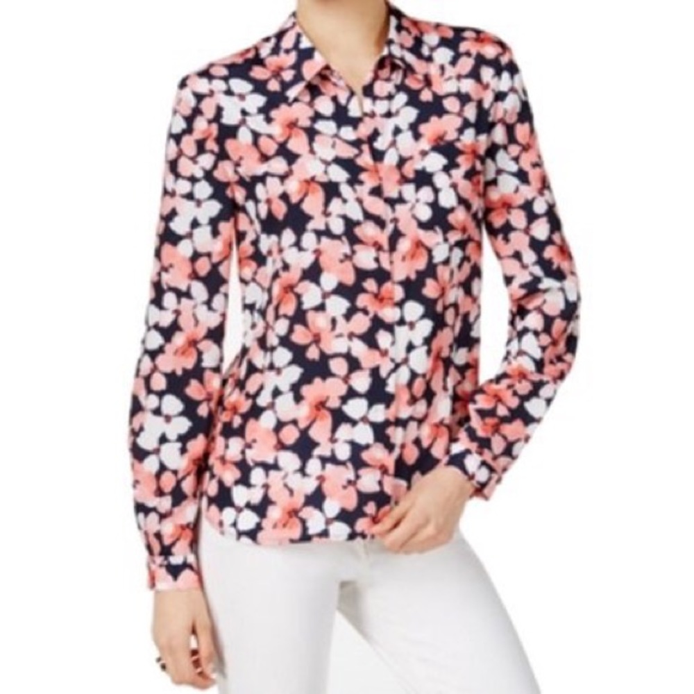 Tommy Hilfiger Pink Flower Button Down Shirt