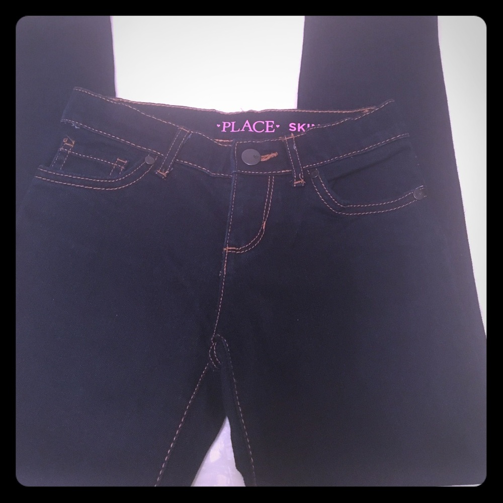 Girls dark denim skinny jeans