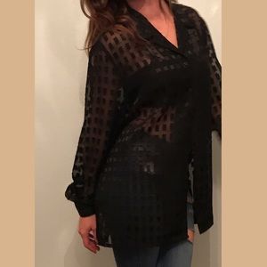Sheer black button up