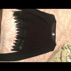 Black cropped see thru sweater