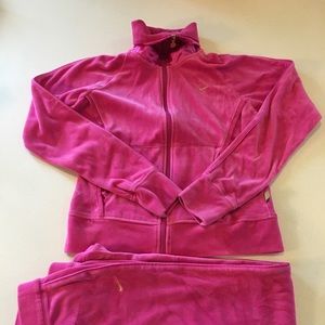 Nike Pink Velour Women Jogging Sweat Set