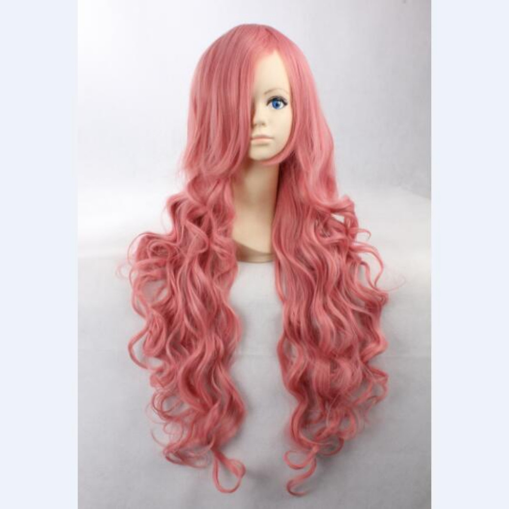pink curly wig synthetic cosplay wig