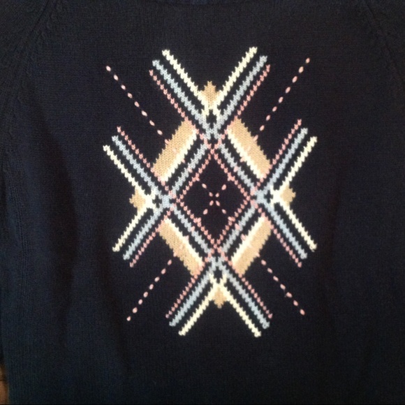 Ellen Tracy Cashmere Blend Navy Argyle Sweater - Picture 3 of 5