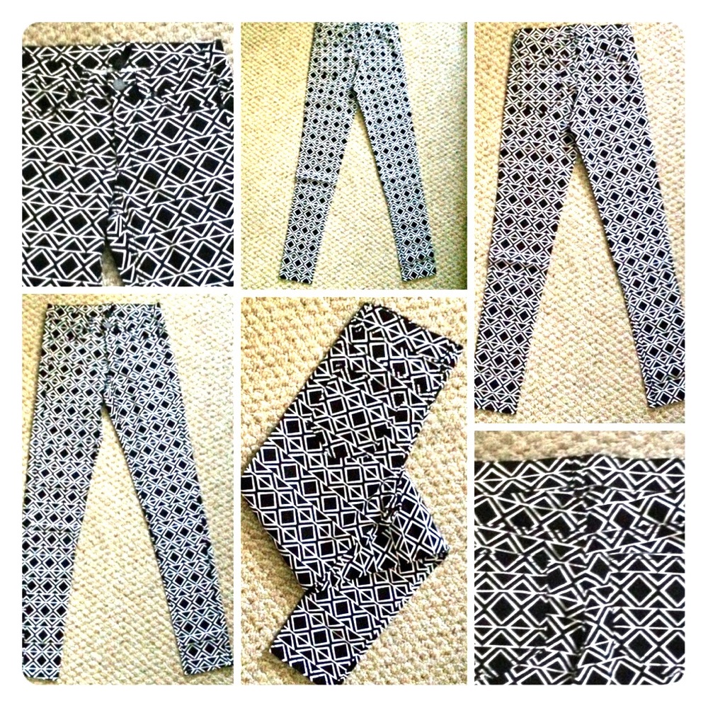 DIVIDED Black & White Geometric Skinny Pants