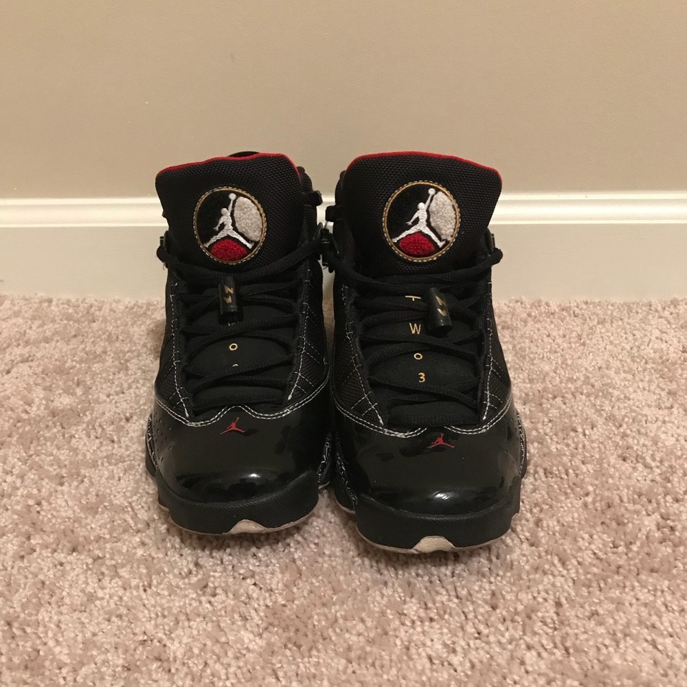 Jordan 6 Rings - Black, red, white / Size 6.5Y