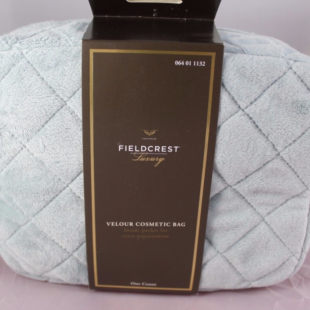 Fieldcrest Luxury Velour Cosmetic bag Gray zipper