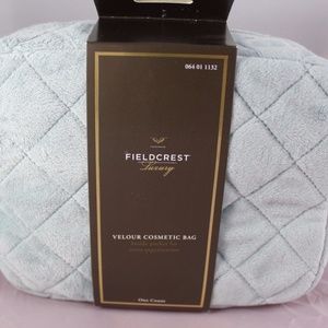 Fieldcrest Luxury Velour Cosmetic bag Gray zipper
