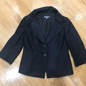 Ann Taylor 3/4 sleeve navy silk blend blazer