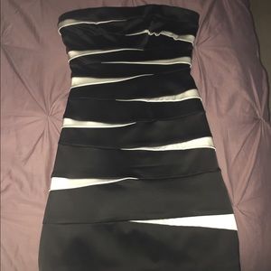 Black and White Strapless Dress