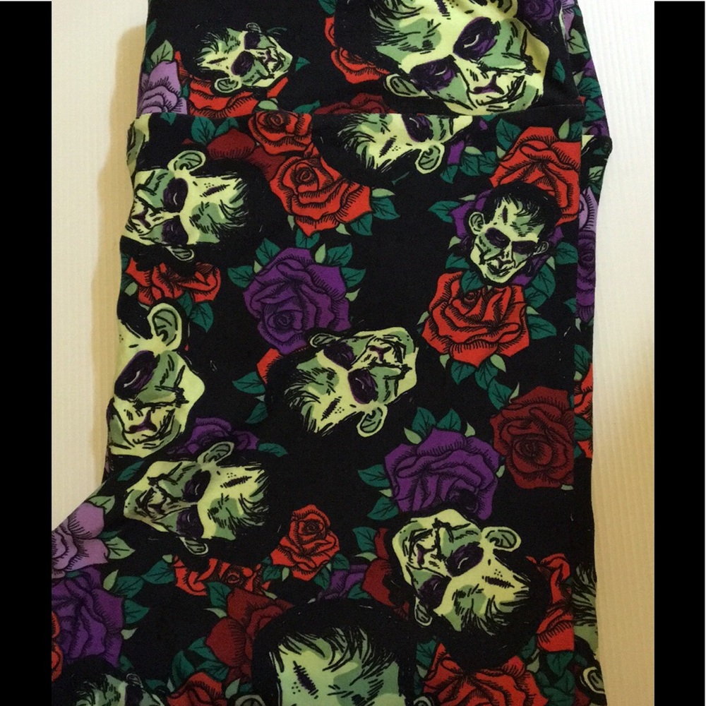 Lularoe TC2 Frankenstein rose Halloween Leggings