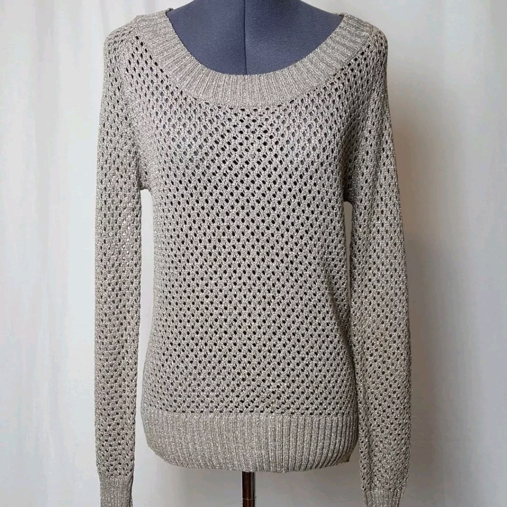 Womens Sweater Small Shiny taupe Haute Pink