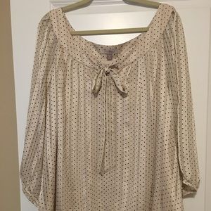 NWOT Roz&Ali Blush&polka dot dressy blouse