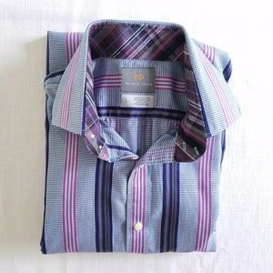 Thomas Dean stripe and houndstooth button down