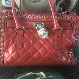 Authentic Red Leather Michael Kors Purse