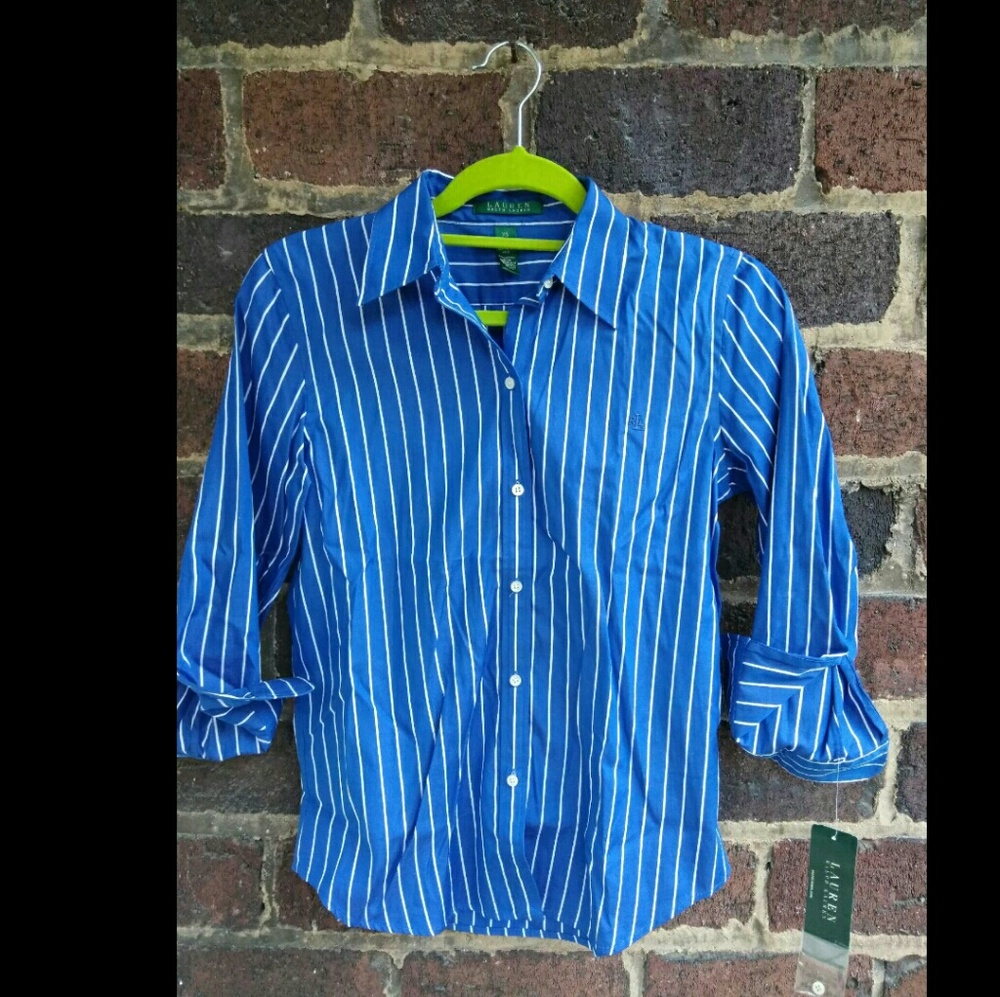 Vintage Ralph Lauren pin 3/4 sleeve button down