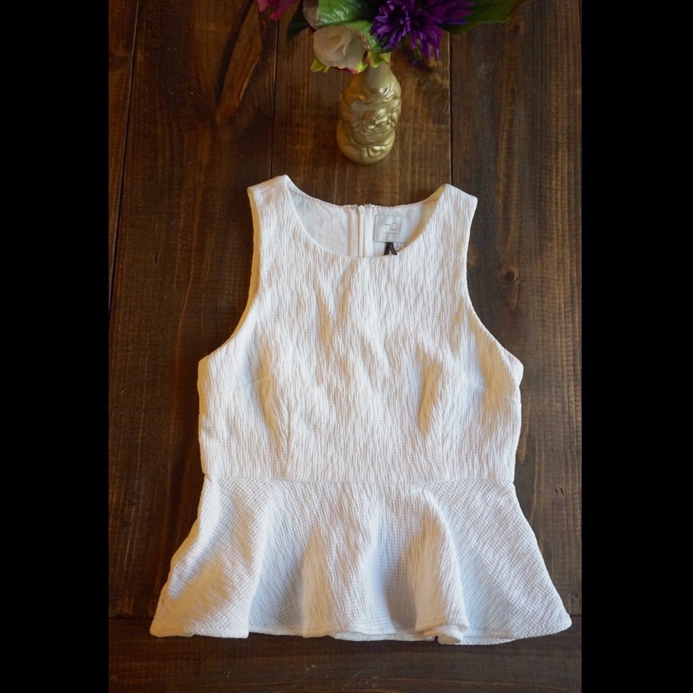 HD in Paris white campanula peplum sleeveless top
