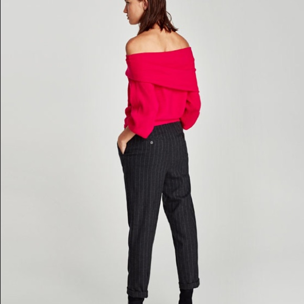Zara fuchsia ribbed bandeau sweater - Picture 3 of 7