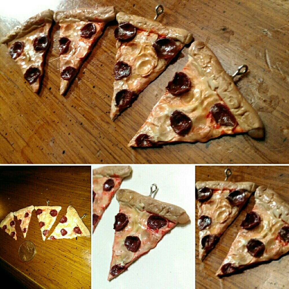 Handmade Pizza necklace or earrings